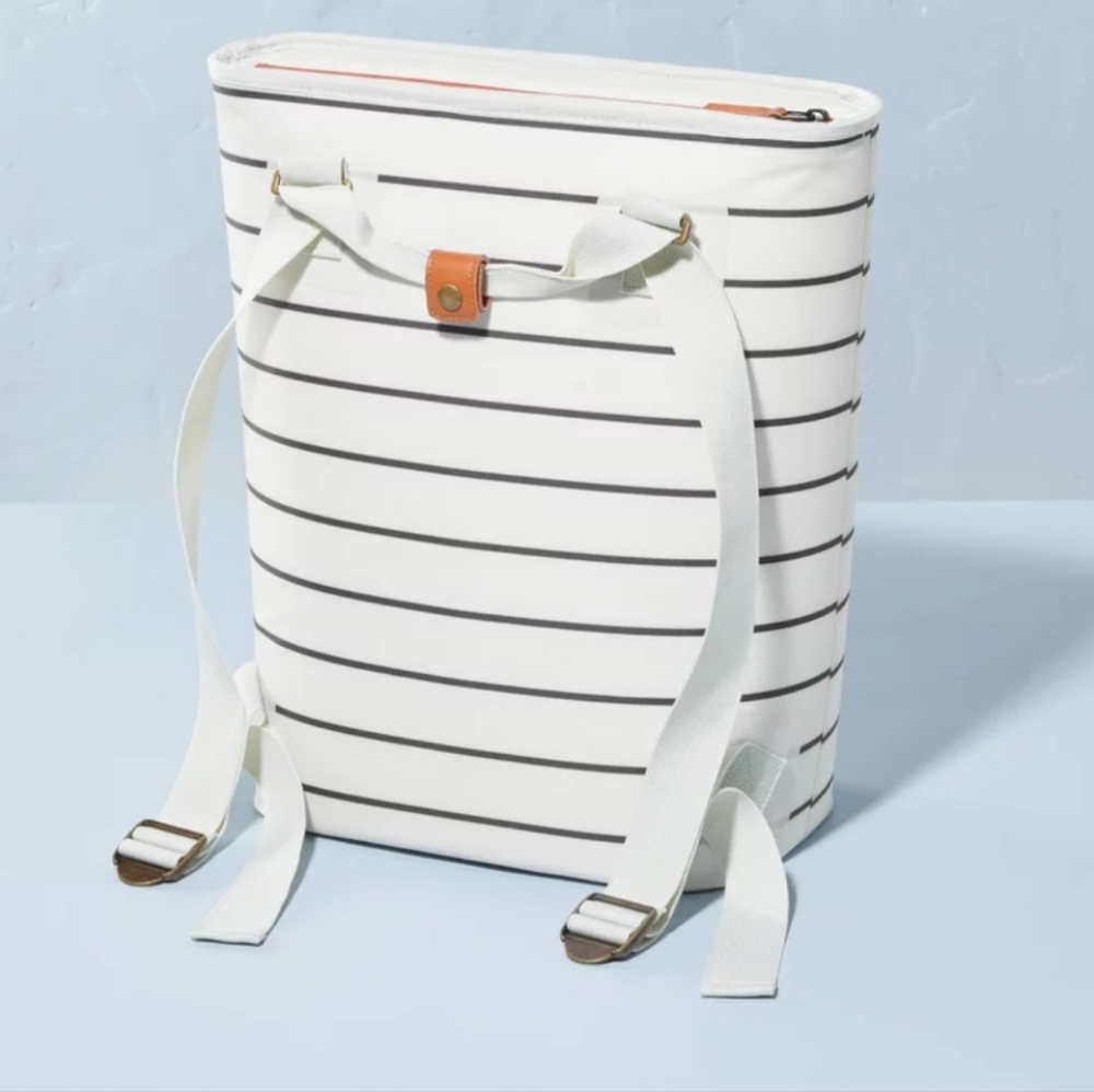 Hearth & Hand White Striped Backpack Cooler